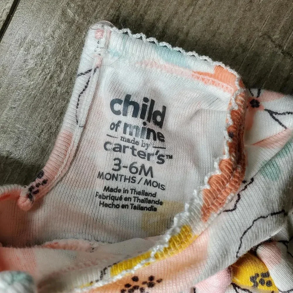 Carter's Child of Mine Coral & Pink Floral 2 in 1 Dress Size 3-6 Months